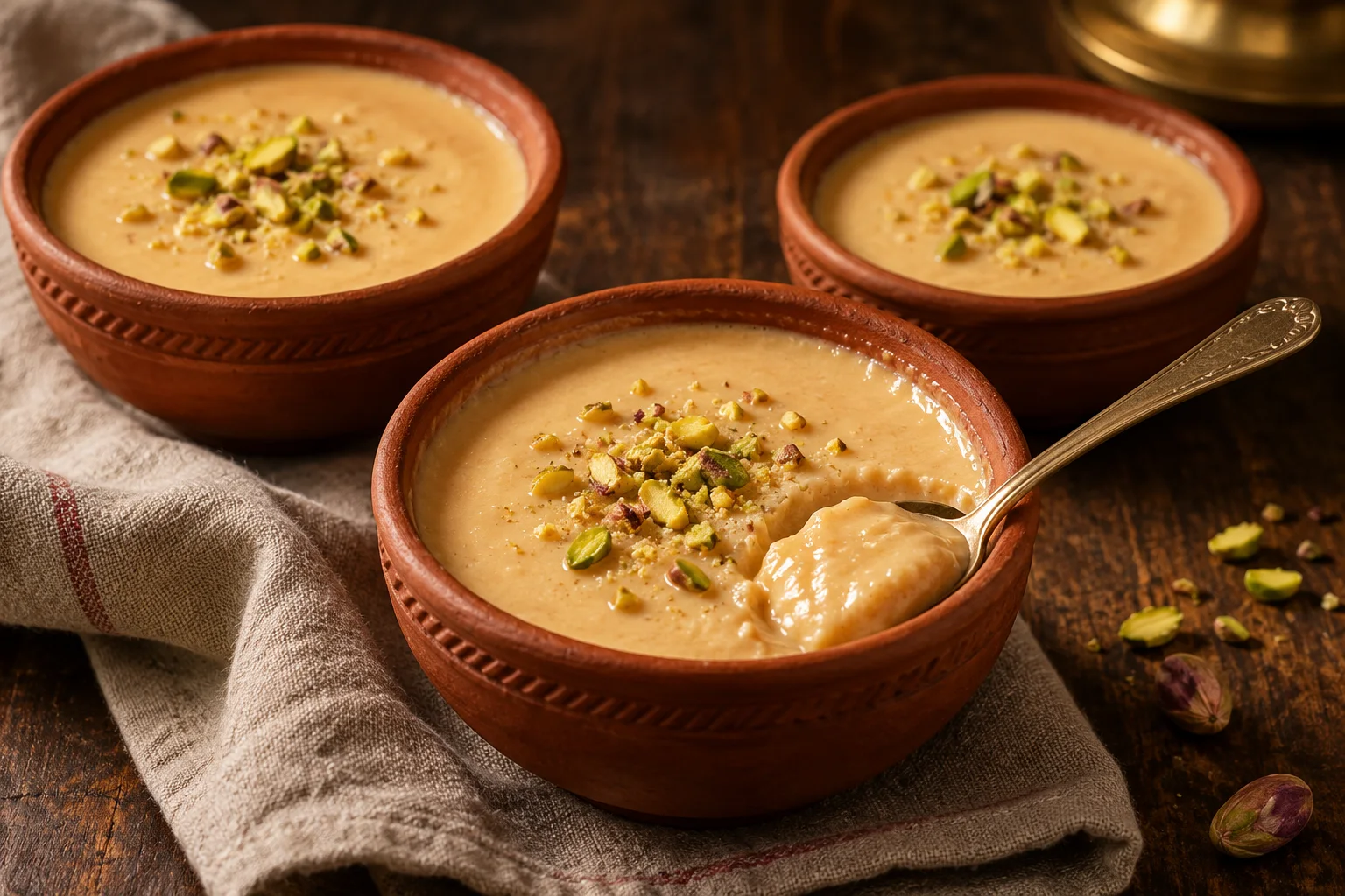 Sweet mishti doi in terracotta bowls